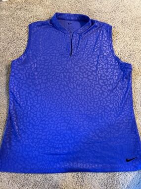 Nike Dri-FIT Blue Leopard Print Sleeveless Golf Top | XL